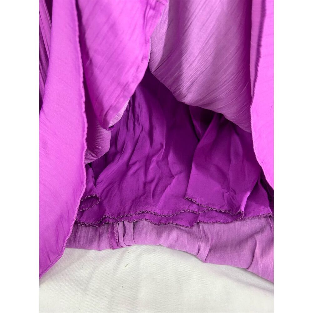 Anthropologie Women's Purple V-Neck Mini Dress Size 14 Short Sleeve - Picture 6 of 9